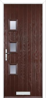 3 Square (off set) Glazed Composite Front Door in Darkwood