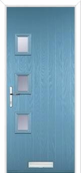 3 Square (off set) Glazed Composite Front Door in Pastel Blue