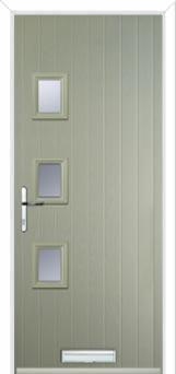 3 Square (off set) Glazed Composite Front Door in Pebble Grey