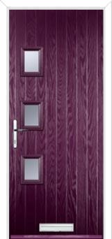 3 Square (off set) Glazed Composite Front Door in Purple Violet