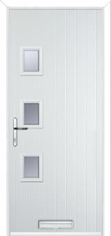 3 Square (off set) Glazed Composite Front Door in White
