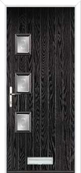 3 Square (off set) Staxton Composite Front Door in Black Brown