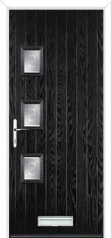 3 Square (off set) Staxton Composite Front Door in Black