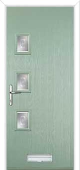 3 Square (off set) Staxton Composite Front Door in Chartwell Green