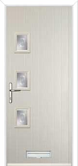 3 Square (off set) Staxton Composite Front Door in Cream