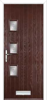 3 Square (off set) Staxton Composite Front Door in Darkwood