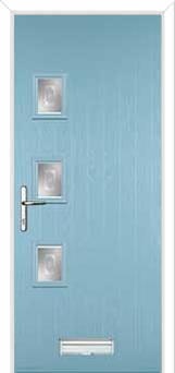 3 Square (off set) Staxton Composite Front Door in Duck Egg Blue