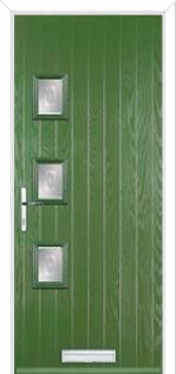 3 Square (off set) Staxton Composite Front Door in Fern Green