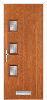 3 Square (off set) Staxton Composite Front Door in Oak
