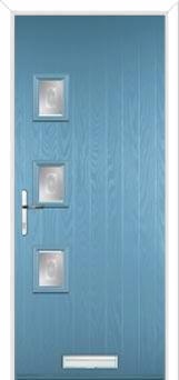 3 Square (off set) Staxton Composite Front Door in Pastel Blue
