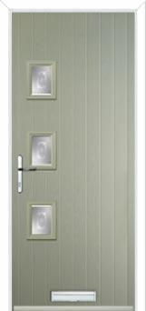 3 Square (off set) Staxton Composite Front Door in Pebble Grey