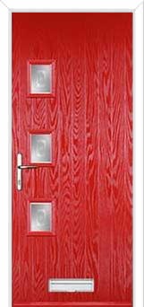3 Square (off set) Staxton Composite Front Door in Poppy Red