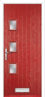 3 Square (off set) Staxton Composite Front Door in Red