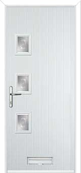 3 Square (off set) Staxton Composite Front Door in White