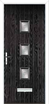 3 Square (centre) Staxton Composite Front Door in Black Brown