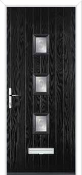 3 Square (centre) Staxton Composite Front Door in Black