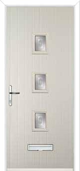 3 Square (centre) Staxton Composite Front Door in Cream
