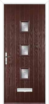 3 Square (centre) Staxton Composite Front Door in Darkwood