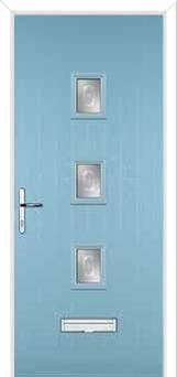 3 Square (centre) Staxton Composite Front Door in Duck Egg Blue