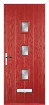 3 Square (centre) Staxton Composite Front Door in Red