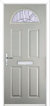 4 Panel 1 Arch Abstract Composite Front Door in Agate Grey