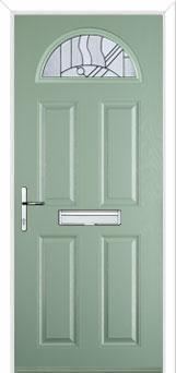 4 Panel 1 Arch Abstract Composite Front Door in Chartwell Green