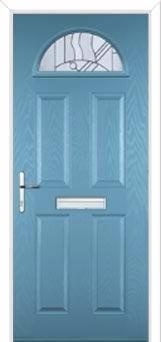 4 Panel 1 Arch Abstract Composite Front Door in Pastel Blue
