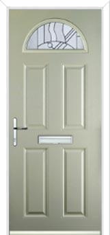 4 Panel 1 Arch Abstract Composite Front Door in Pebble Grey