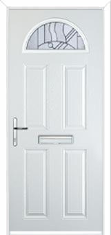 4 Panel 1 Arch Abstract Composite Front Door in White