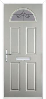 4 Panel 1 Arch Crystal Bohemia Composite Front Door in Agate Grey