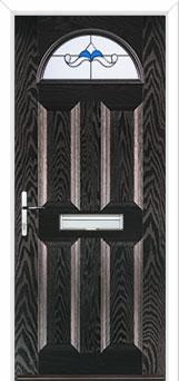 4 Panel 1 Arch Crystal Bohemia Composite Front Door in Black Brown