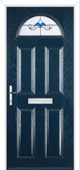 4 Panel 1 Arch Crystal Bohemia Composite Front Door in Dark Blue