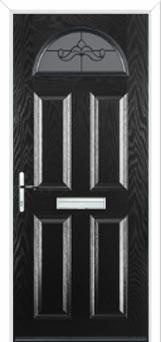 4 Panel 1 Arch Crystal Bohemia Composite Front Door in Black