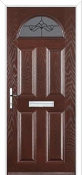 4 Panel 1 Arch Crystal Bohemia Composite Front Door in Darkwood