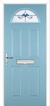 4 Panel 1 Arch Crystal Bohemia Composite Front Door in Duck Egg Blue