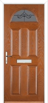 4 Panel 1 Arch Crystal Bohemia Composite Front Door in Oak