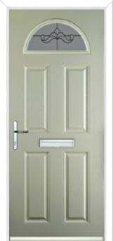 4 Panel 1 Arch Crystal Bohemia Composite Front Door in Pebble Grey