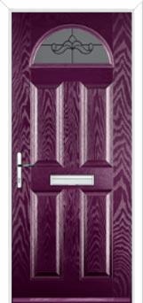 4 Panel 1 Arch Crystal Bohemia Composite Front Door in Purple Violet