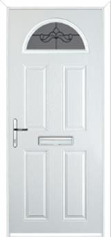 4 Panel 1 Arch Crystal Bohemia Composite Front Door in White