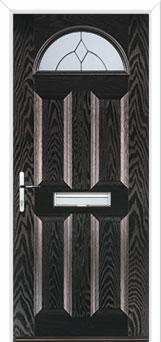 4 Panel 1 Arch Classic Composite Front Door in Black Brown