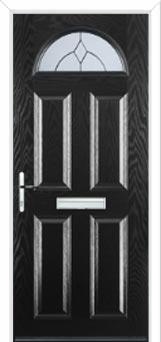 4 Panel 1 Arch Classic Composite Front Door in Black