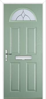 4 Panel 1 Arch Classic Composite Front Door in Chartwell Green