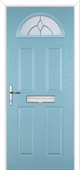 4 Panel 1 Arch Classic Composite Front Door in Duck Egg Blue