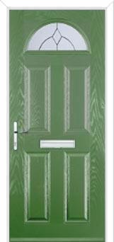 4 Panel 1 Arch Classic Composite Front Door in Fern Green