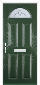 4 Panel 1 Arch Classic Composite Front Door in Green