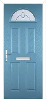 4 Panel 1 Arch Classic Composite Front Door in Pastel Blue