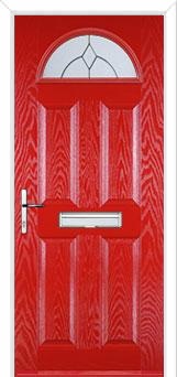 4 Panel 1 Arch Classic Composite Front Door in Poppy Red