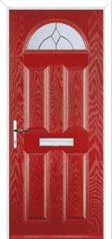 4 Panel 1 Arch Classic Composite Front Door in Red