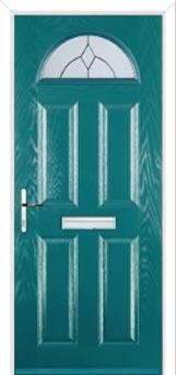 4 Panel 1 Arch Classic Composite Front Door in Turquoise Blue