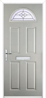 4 Panel 1 Arch Crystal Harmony Composite Front Door in Agate Grey